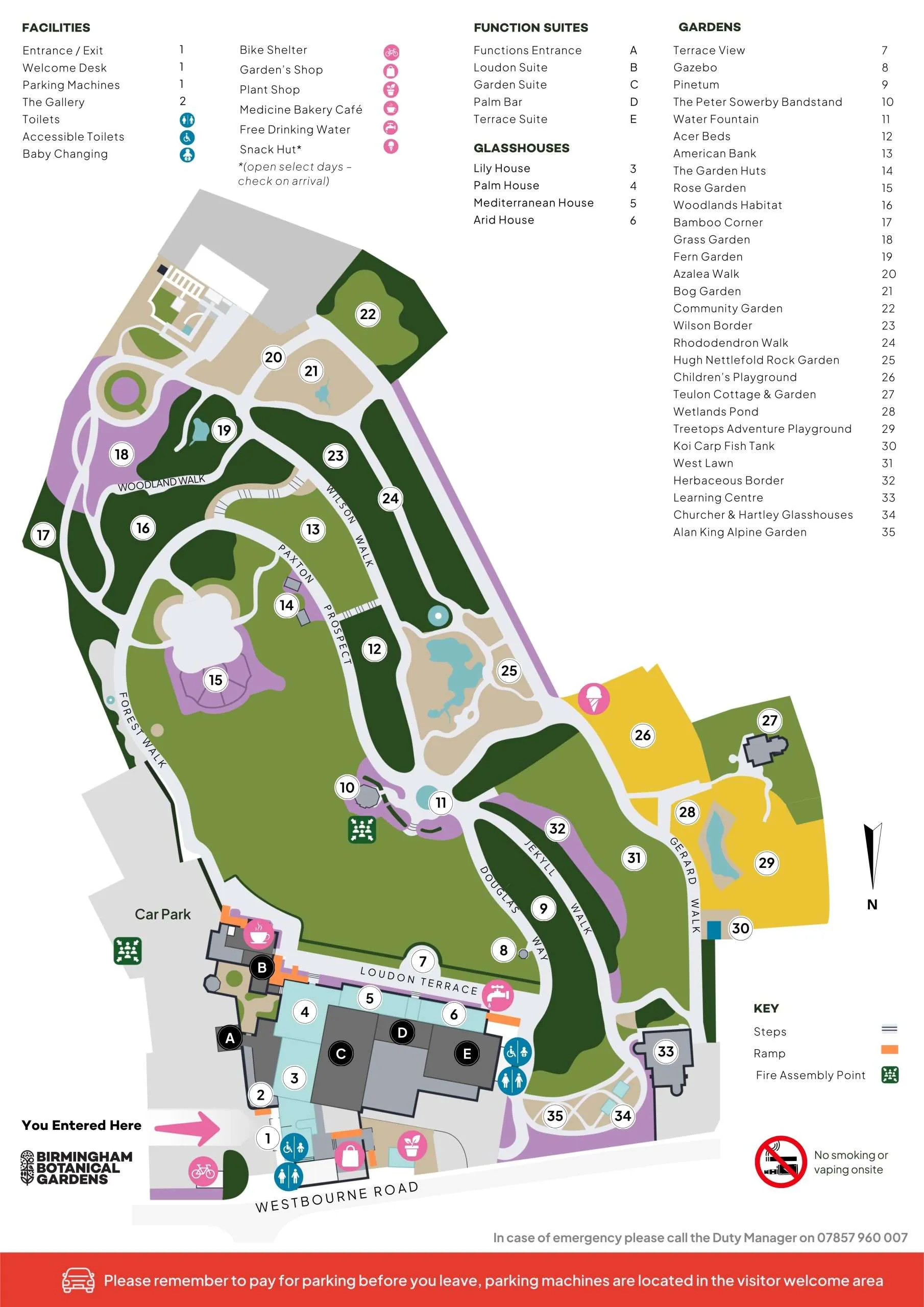 Official map of Birmingham Botanical Gardens